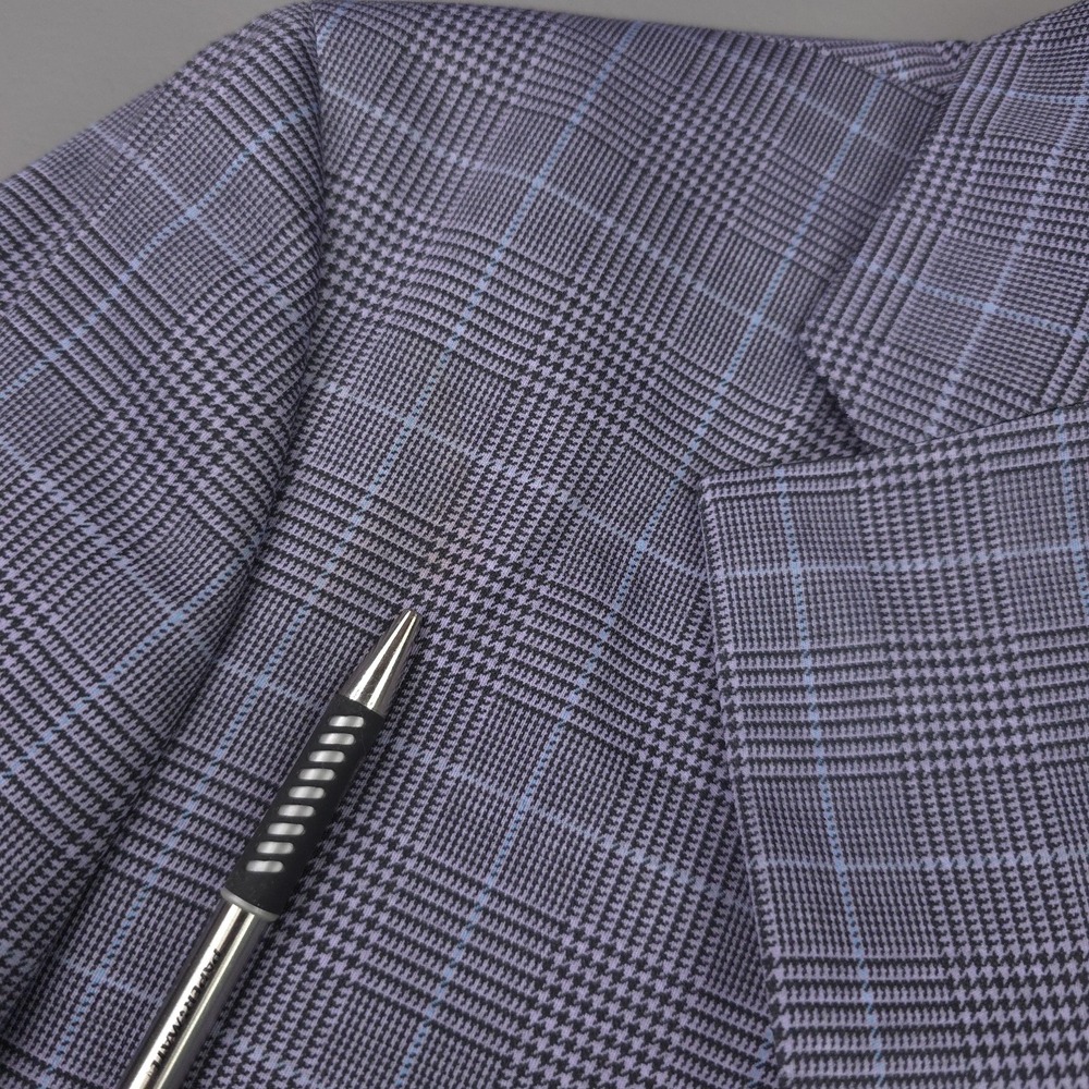 Michael Strahan Blazer Mens Large Purple Glen Plaid Stretch Sport Coat Jacket - Picture 6 of 13